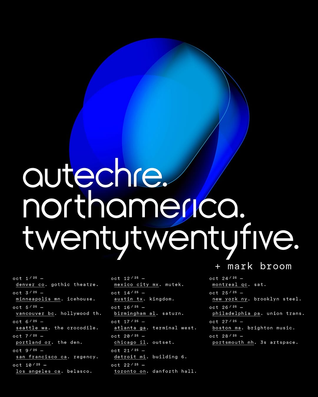 Autechre Tour Poster 2026